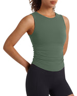 Camiseta sin mangas de yoga G4Free BareFeel con cuello alto fruncido