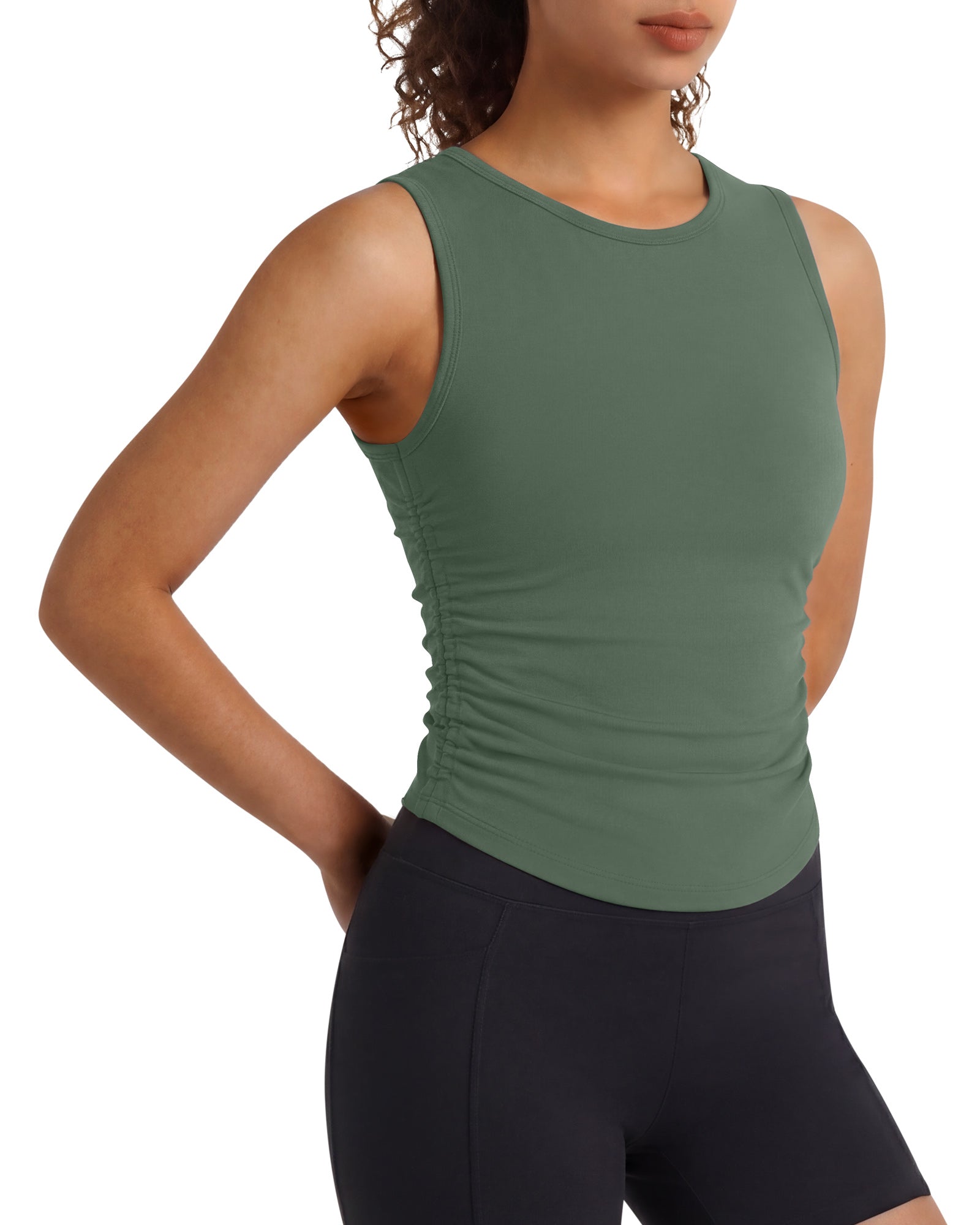 Camiseta sin mangas de yoga G4Free BareFeel con cuello alto fruncido