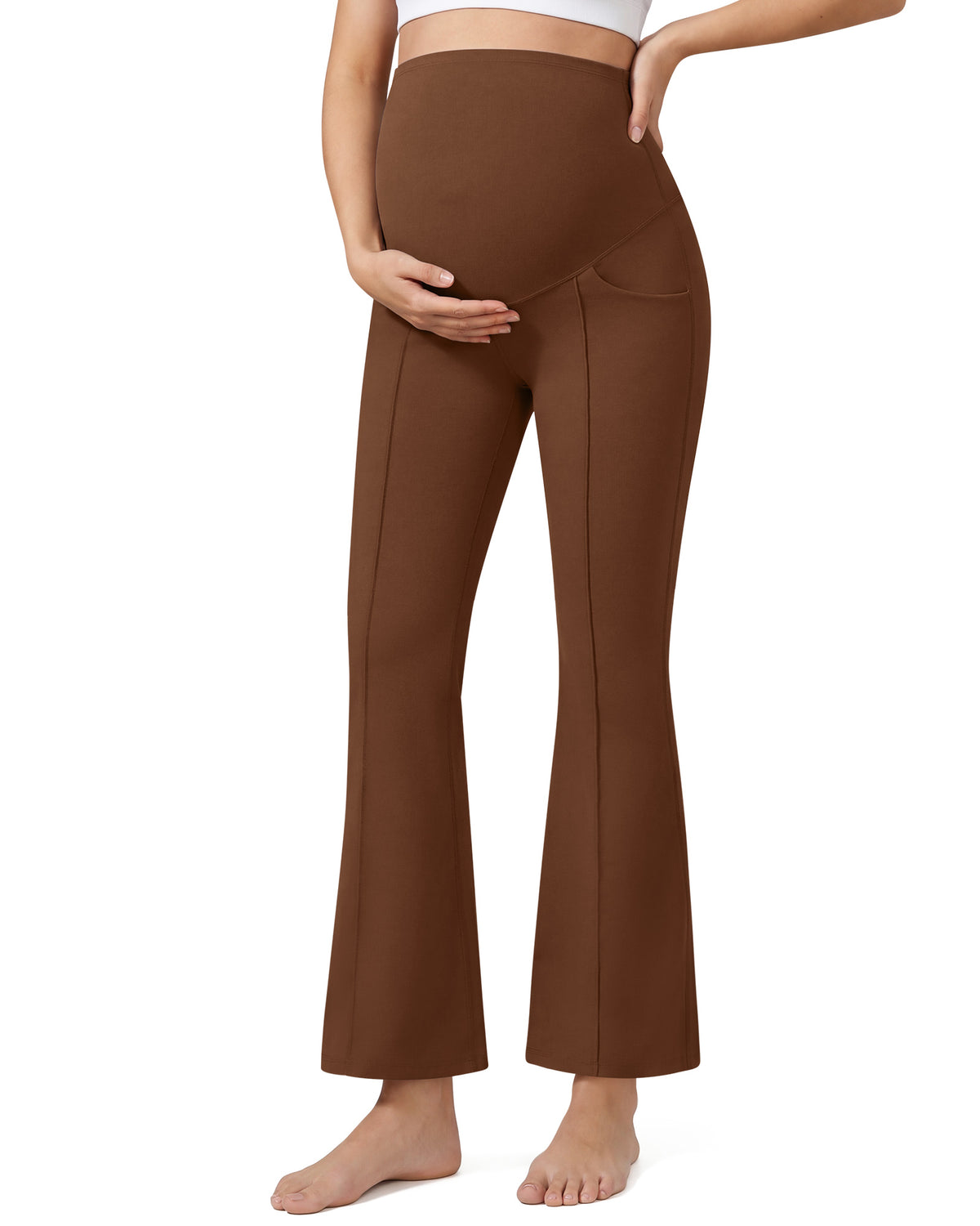 G4Free EverGoing Maternity Flare Leggings with Pockets – Over the Belly 25''