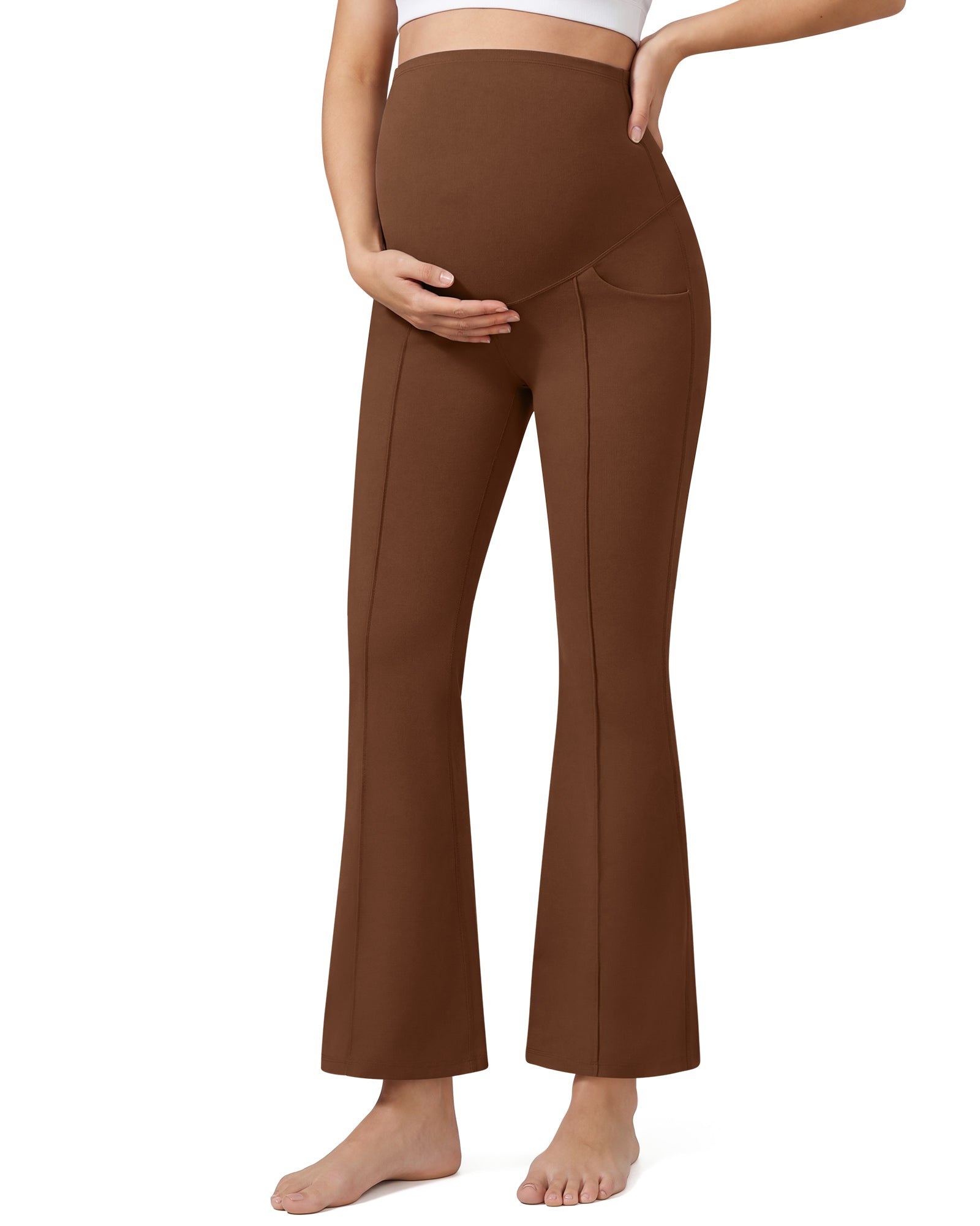 G4Free EverGoing Maternity Flare Leggings with Pockets – Over the Belly 25''