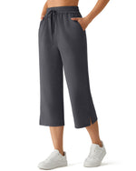 G4Free Smoofit Drawstring Wide Leg Capri Pants with Pockets
