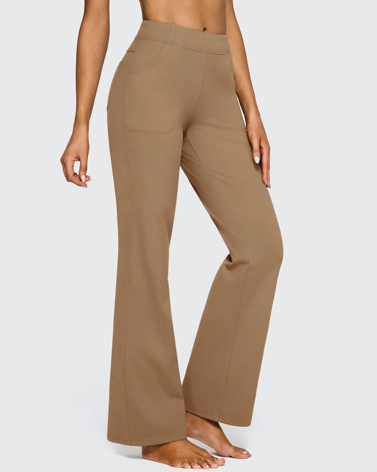 Fleece Lined High-Waist Flare Work Pants - G4Free