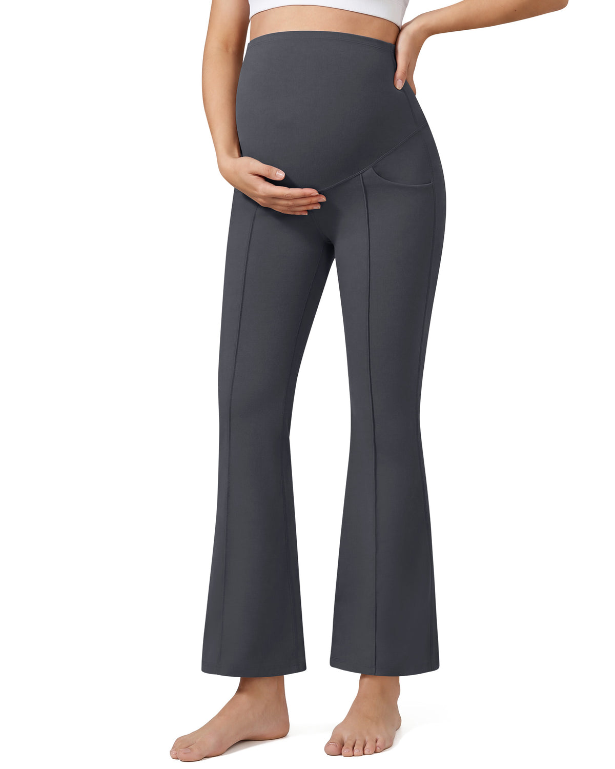 G4Free EverGoing Maternity Flare Leggings with Pockets – Over the Belly 25''