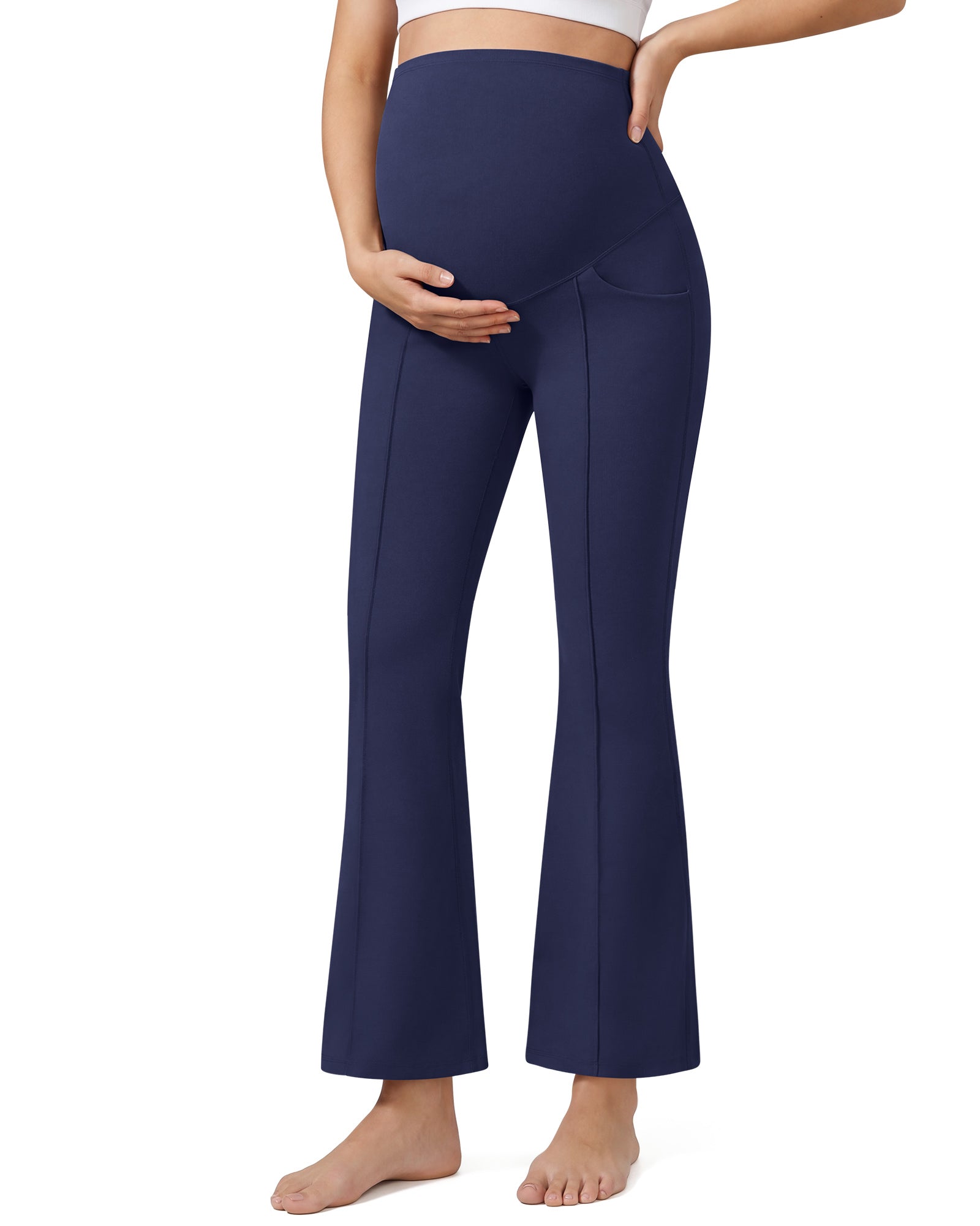 G4Free EverGoing Maternity Flare Leggings with Pockets – Over the Belly 25''