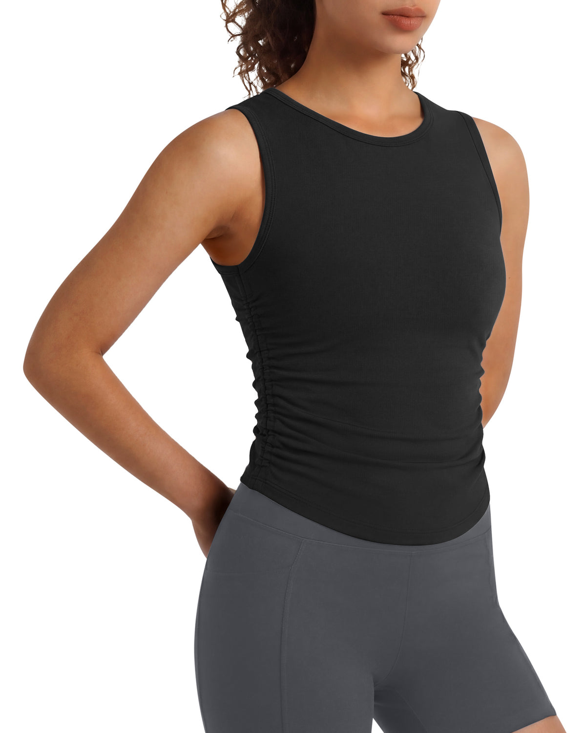 Camiseta sin mangas de yoga G4Free BareFeel con cuello alto fruncido