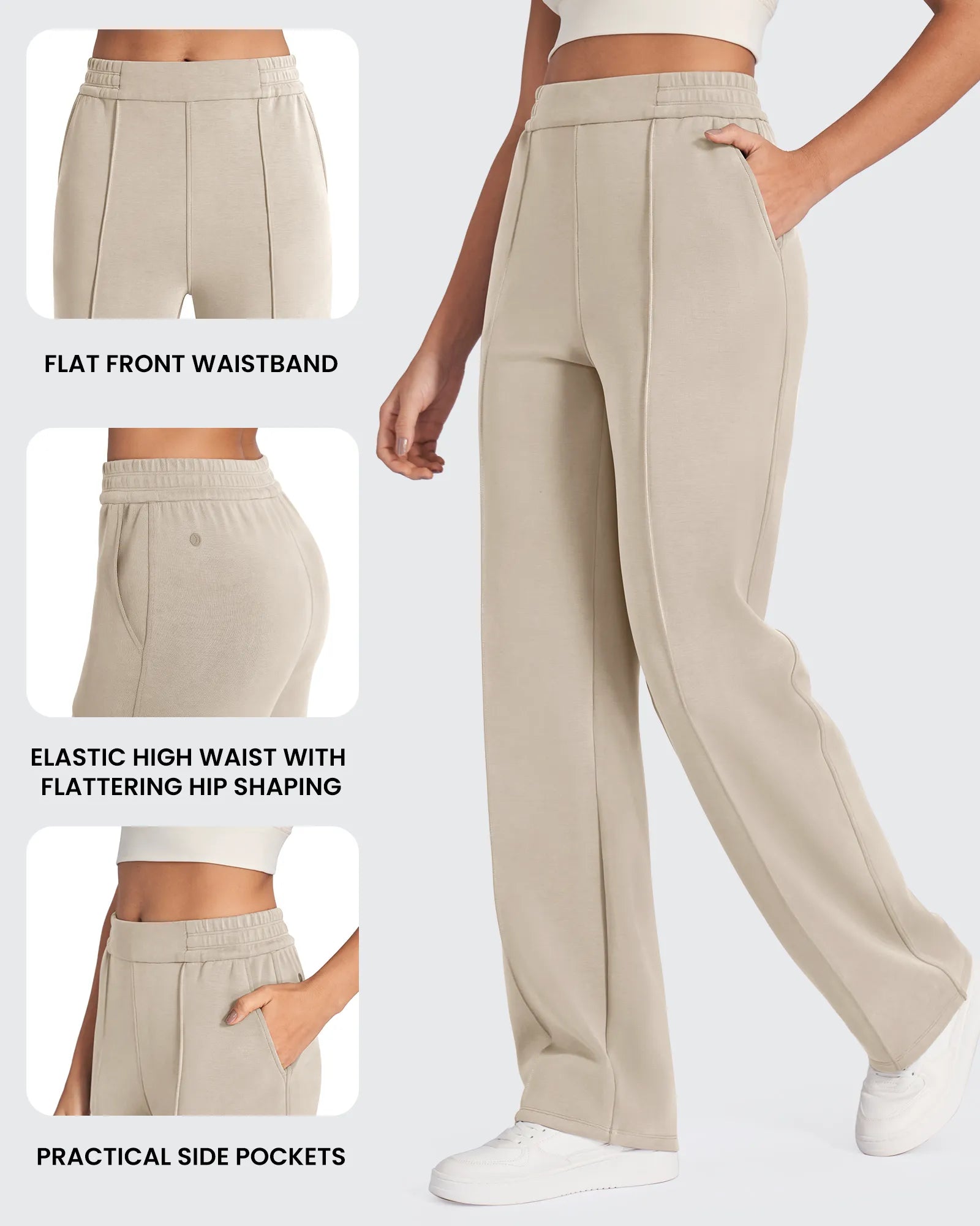Smoofit Loose High-Rise Elastic Dressy Pants Petite - G4Free