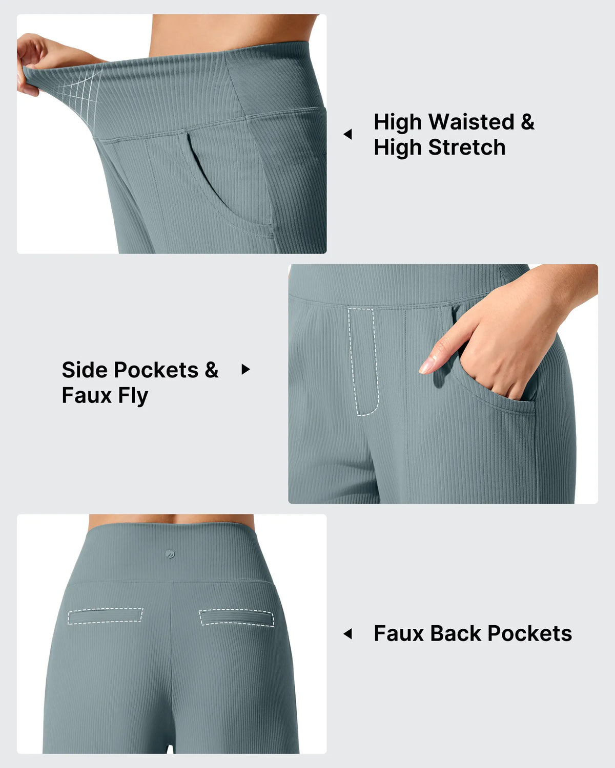 Ribbed Knit High Waist Wide Leg Yoga Pants