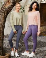 G4Free Activewear Boatneck Crop Workout Long Sleeve