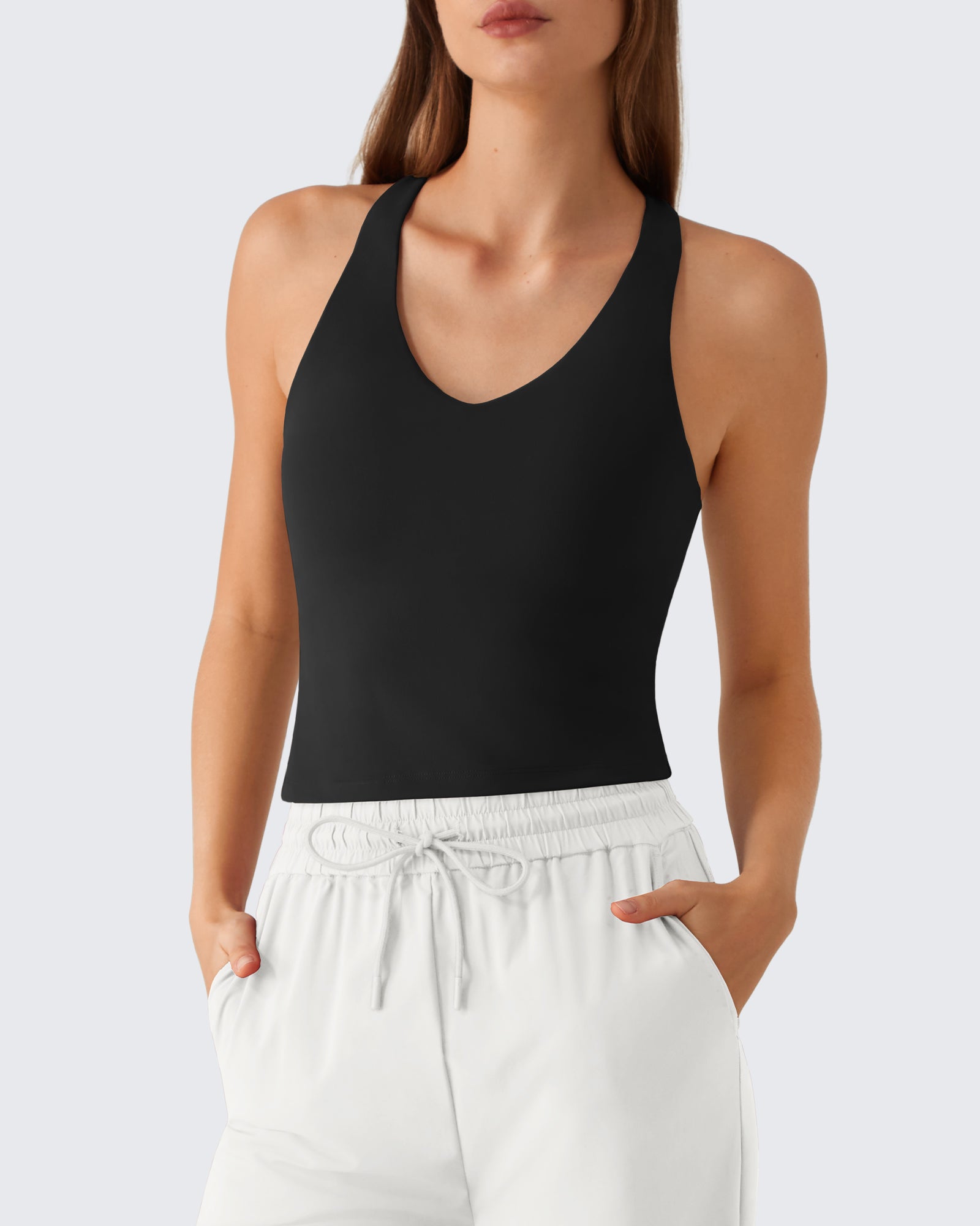 G4Free BareFeel Racerback Tank Top with Removable Padded Bra