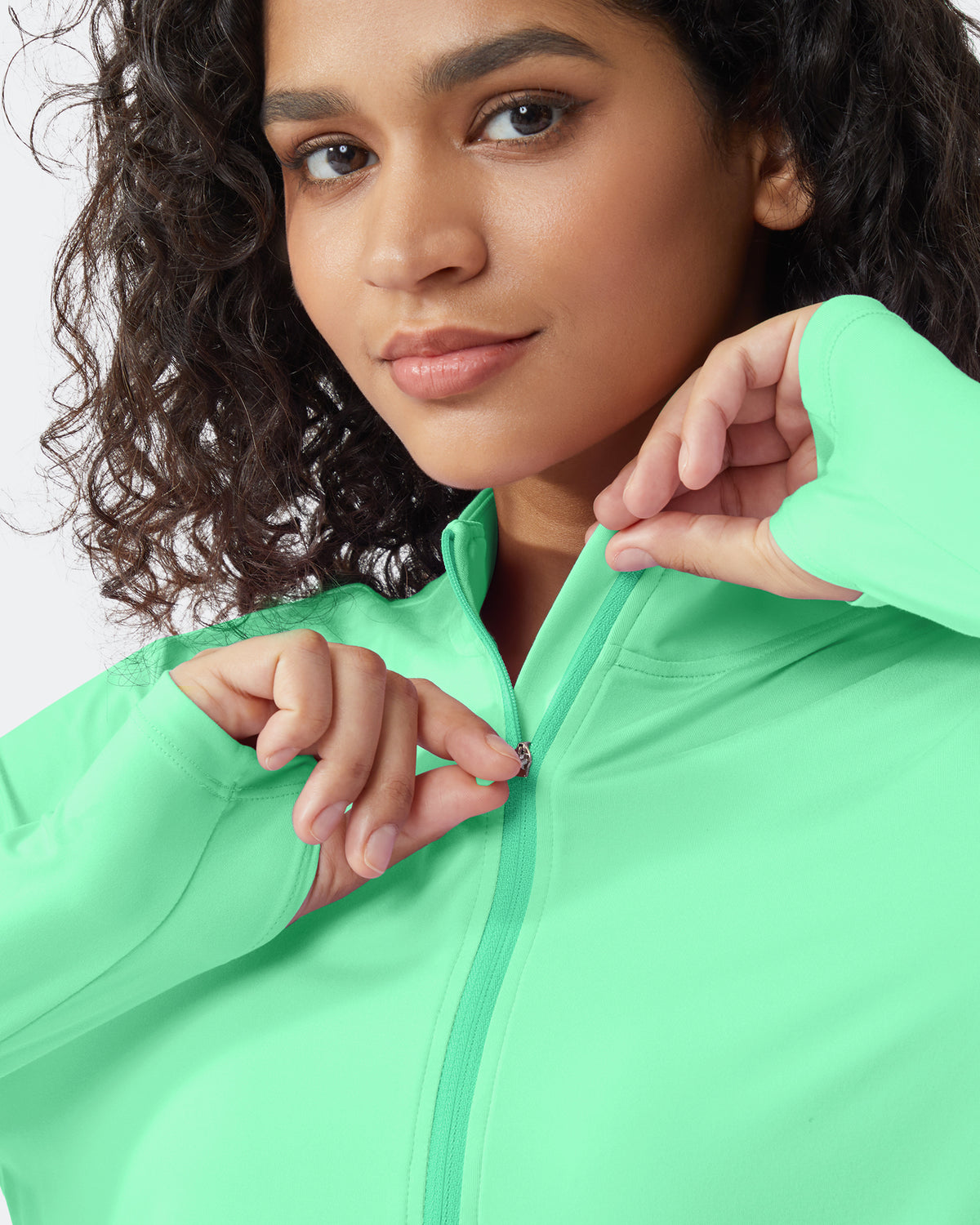 Quick Dry High Neck Sun Half Zip Workout Tops - G4Free