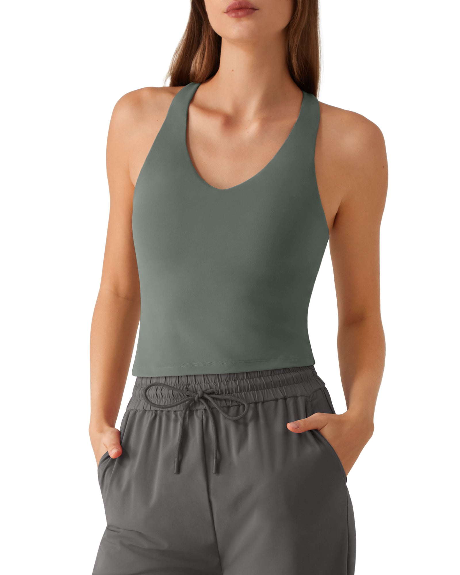 G4Free BareFeel Racerback Tank Top with Removable Padded Bra