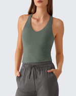 G4Free BareFeel Racerback Tank Top with Removable Padded Bra