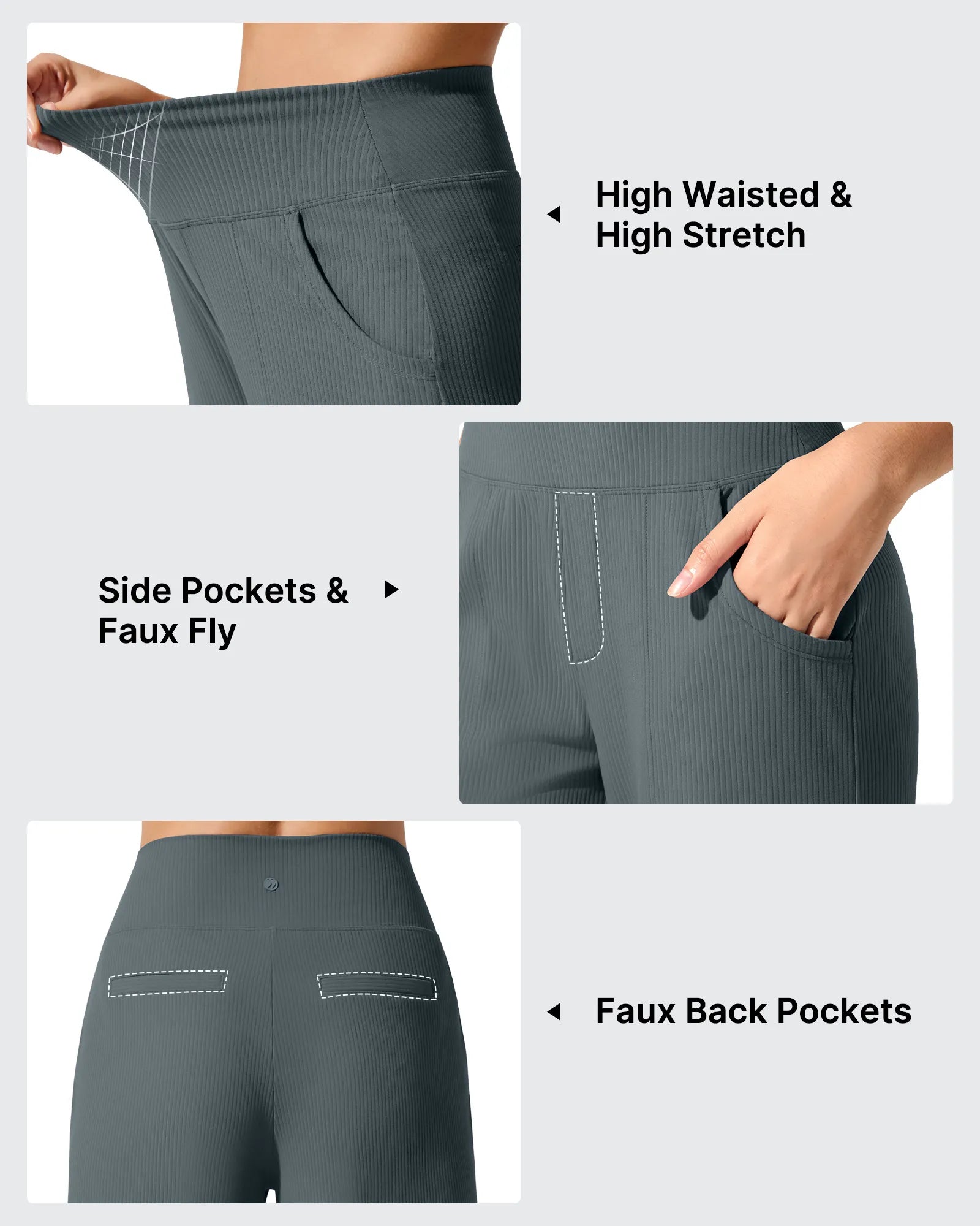 Ribbed Knit High Waist Wide Leg Yoga Pants