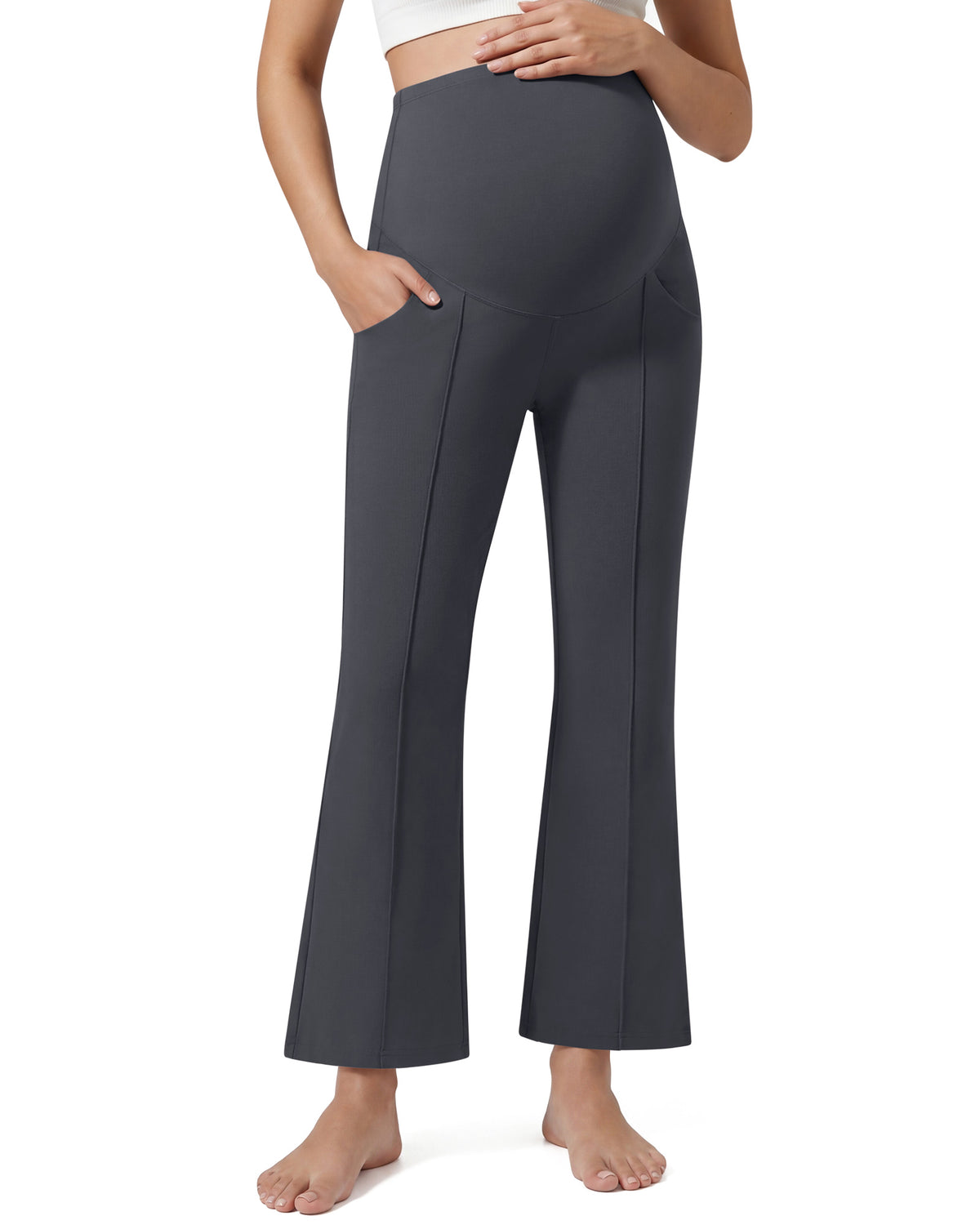 G4Free EverGoing Maternity Flare Leggings with Pockets – Over the Belly 25''