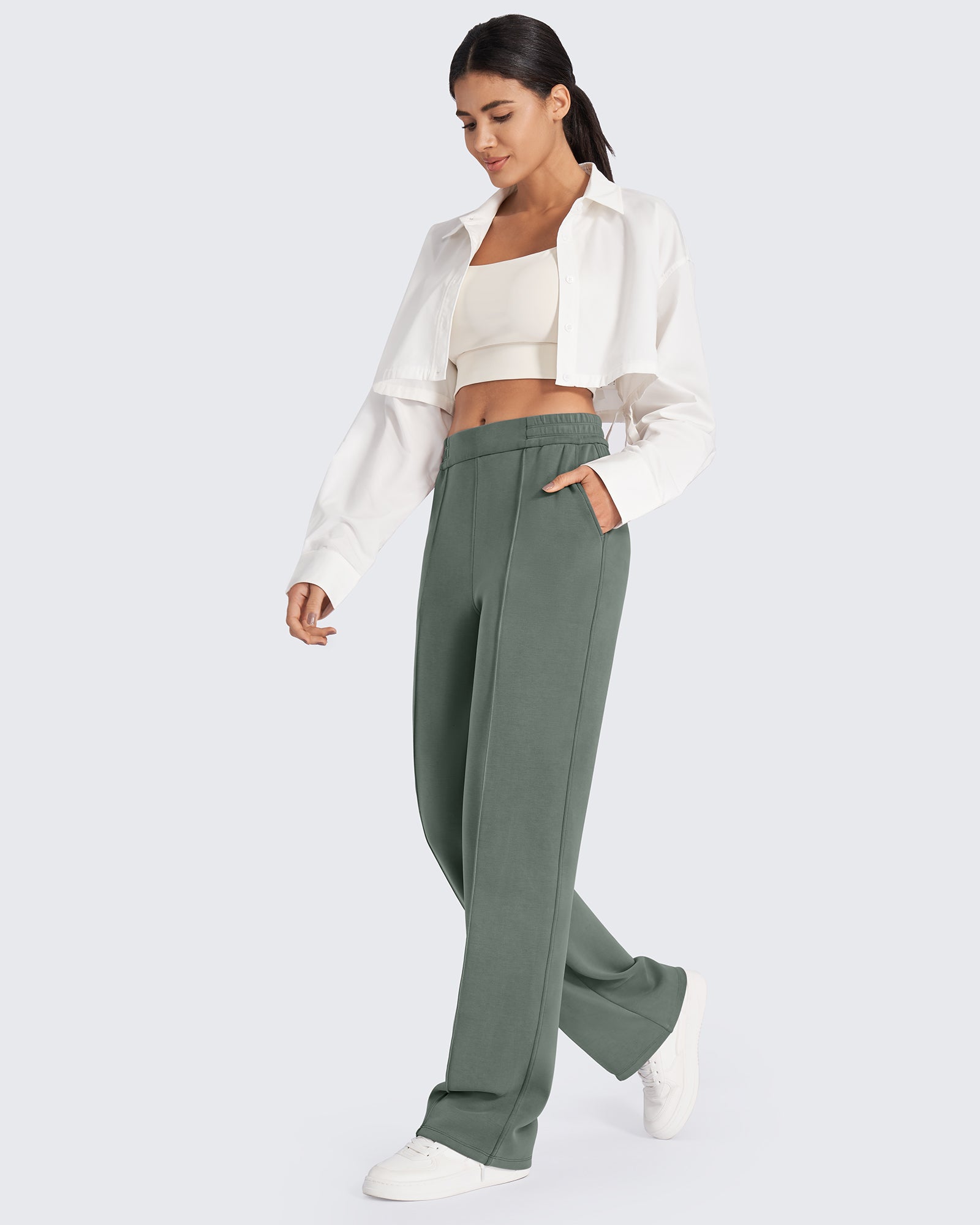 Smoofit Loose High-Rise Elastic Dressy Pants Tall - G4Free