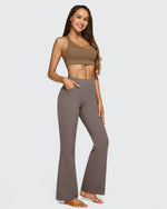 Fleece Lined High-Waist Flare Work Pants - G4Free