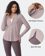 Quick Dry High Neck Sun Half Zip Workout Tops - G4Free