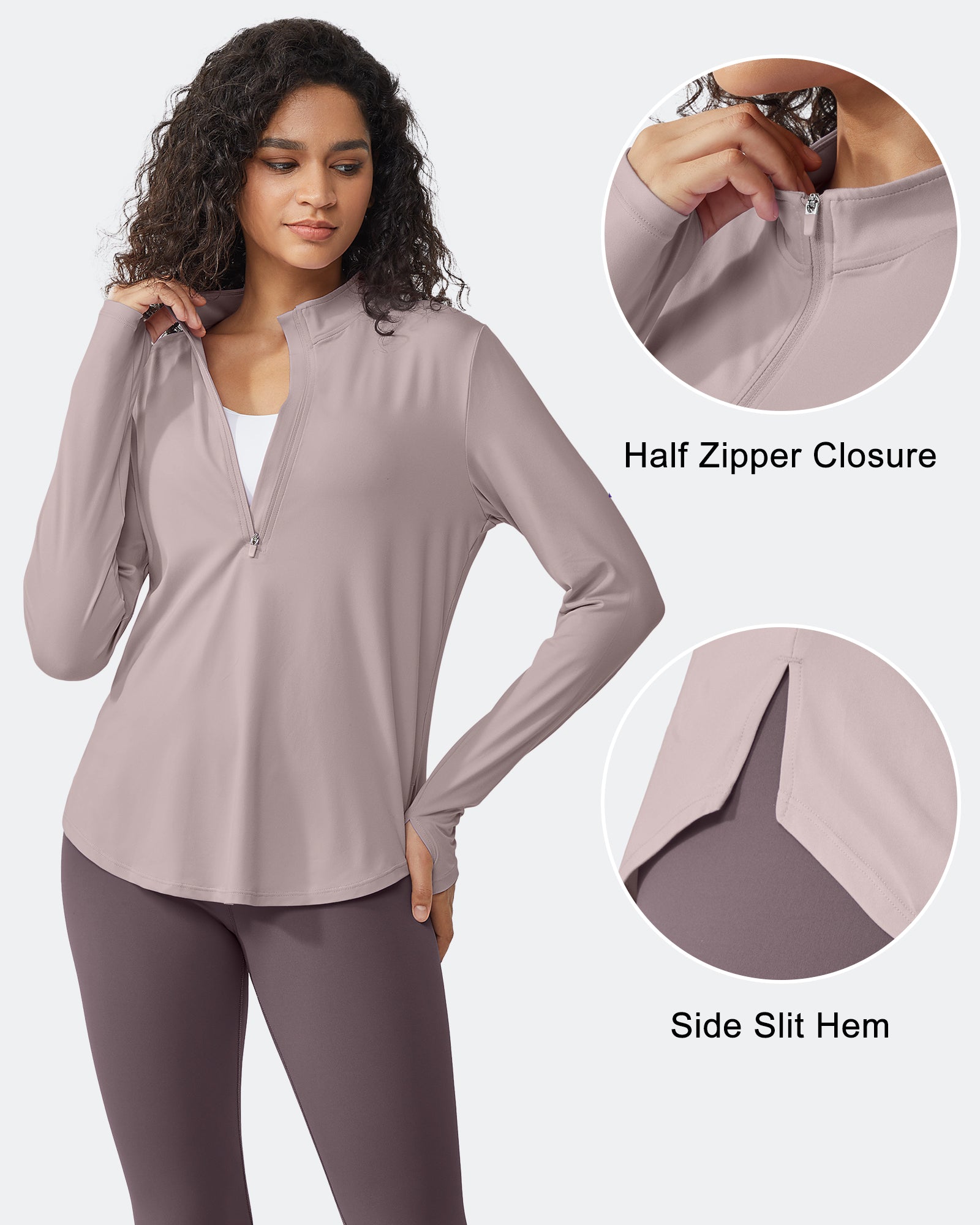 Quick Dry High Neck Sun Half Zip Workout Tops - G4Free