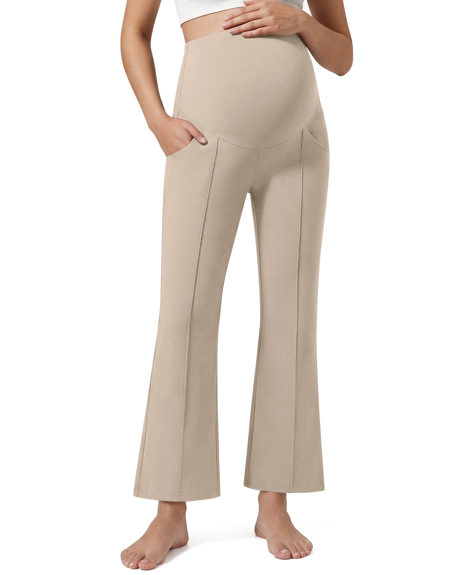 G4Free EverGoing Maternity Flare Leggings with Pockets – Over the Belly 25''