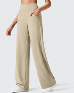 Ribbed Knit High Waist Wide Leg Yoga Pants