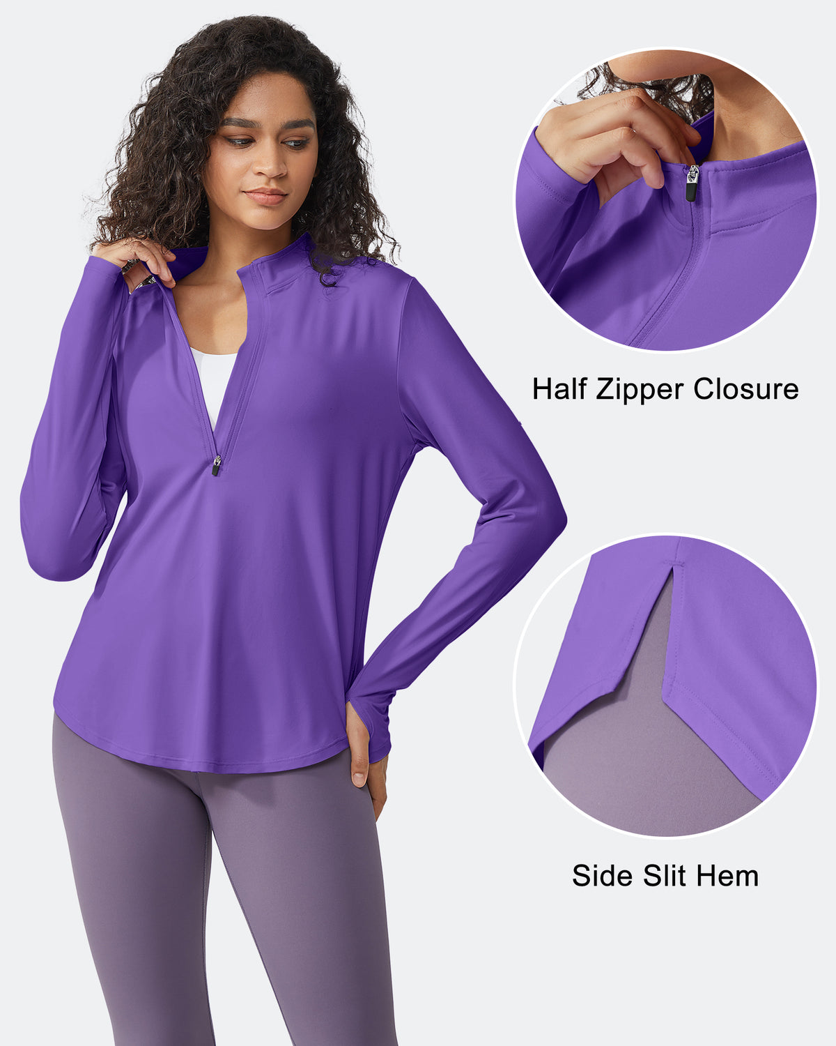 Quick Dry High Neck Sun Half Zip Workout Tops - G4Free