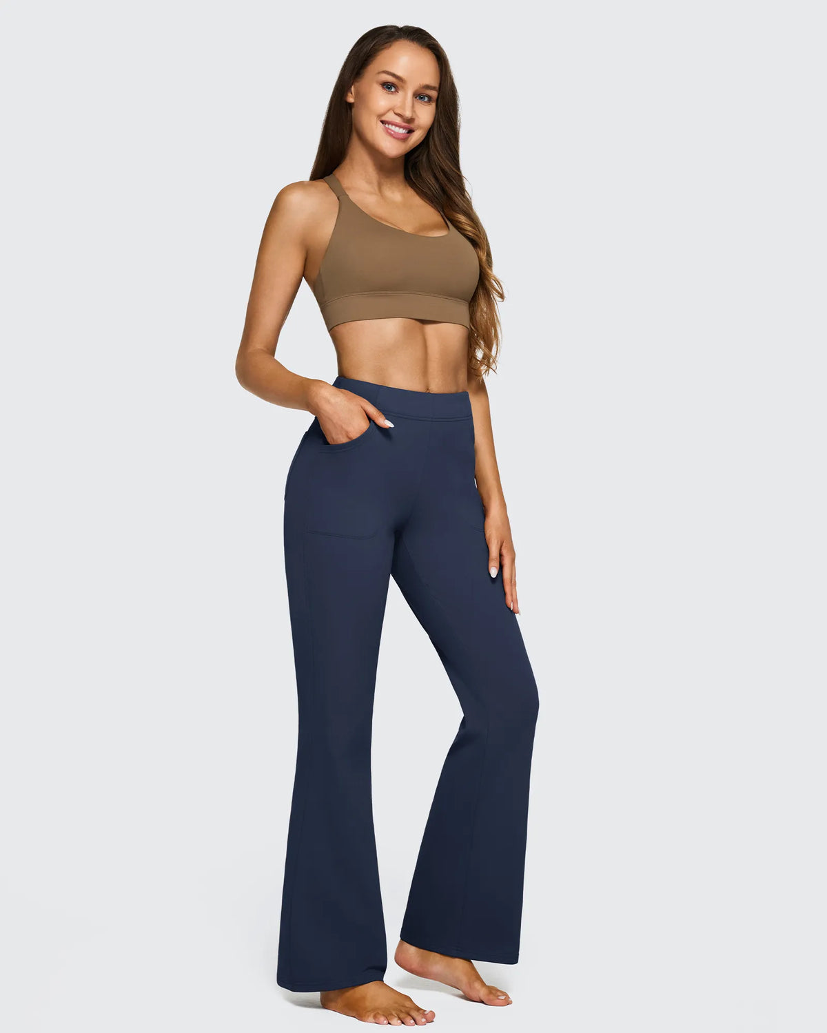 Fleece Lined High-Waist Flare Work Pants - G4Free