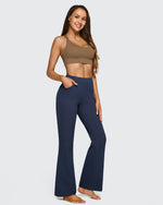 Fleece Lined High-Waist Flare Work Pants - G4Free