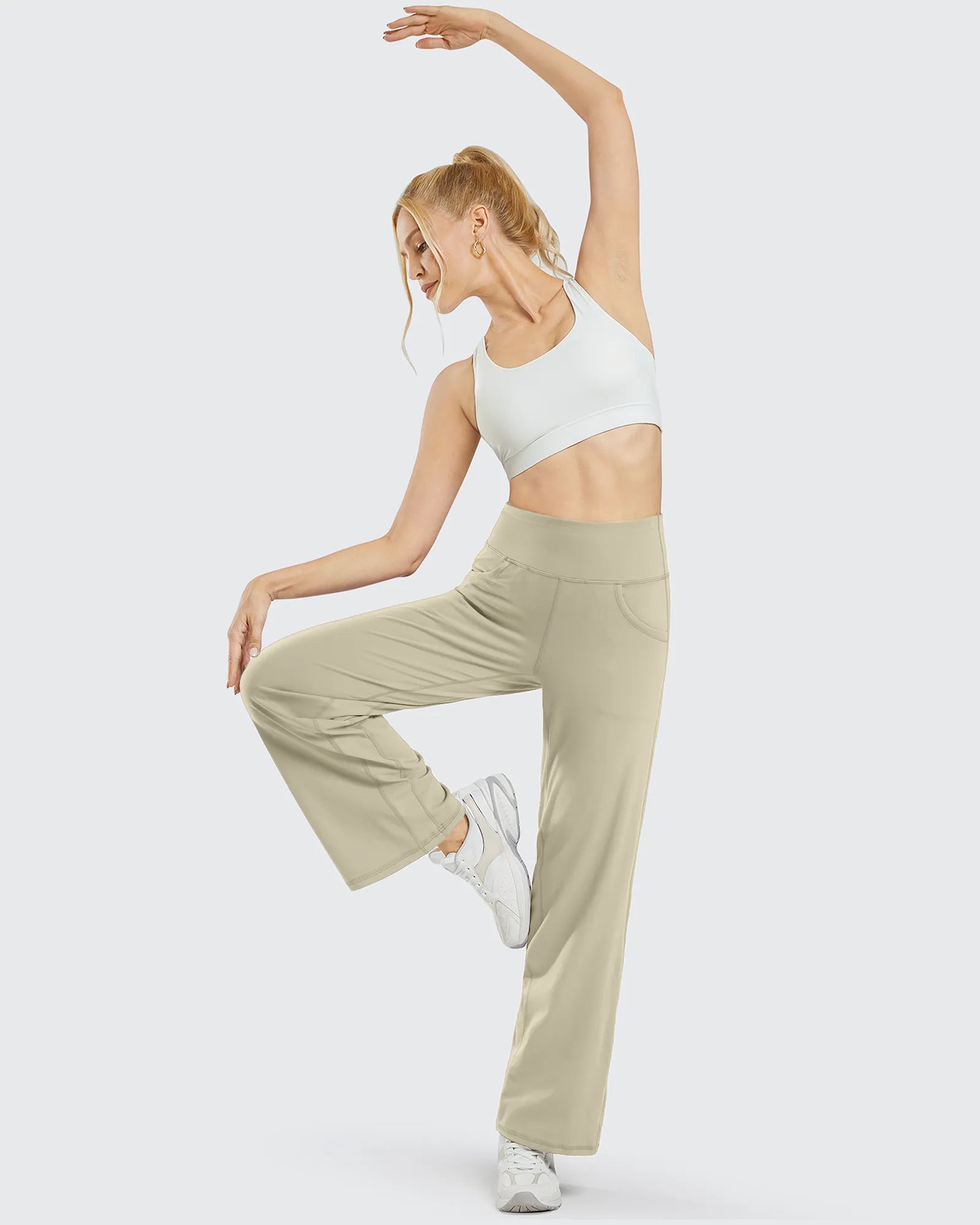 Wide Leg Pants Woman Yoga Pants with Pockets Petite - G4Free