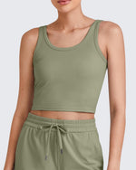 G4Free Activewear Ribbed Slim Workout Tank Crop Tops