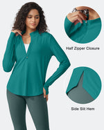Quick Dry High Neck Sun Half Zip Workout Tops - G4Free
