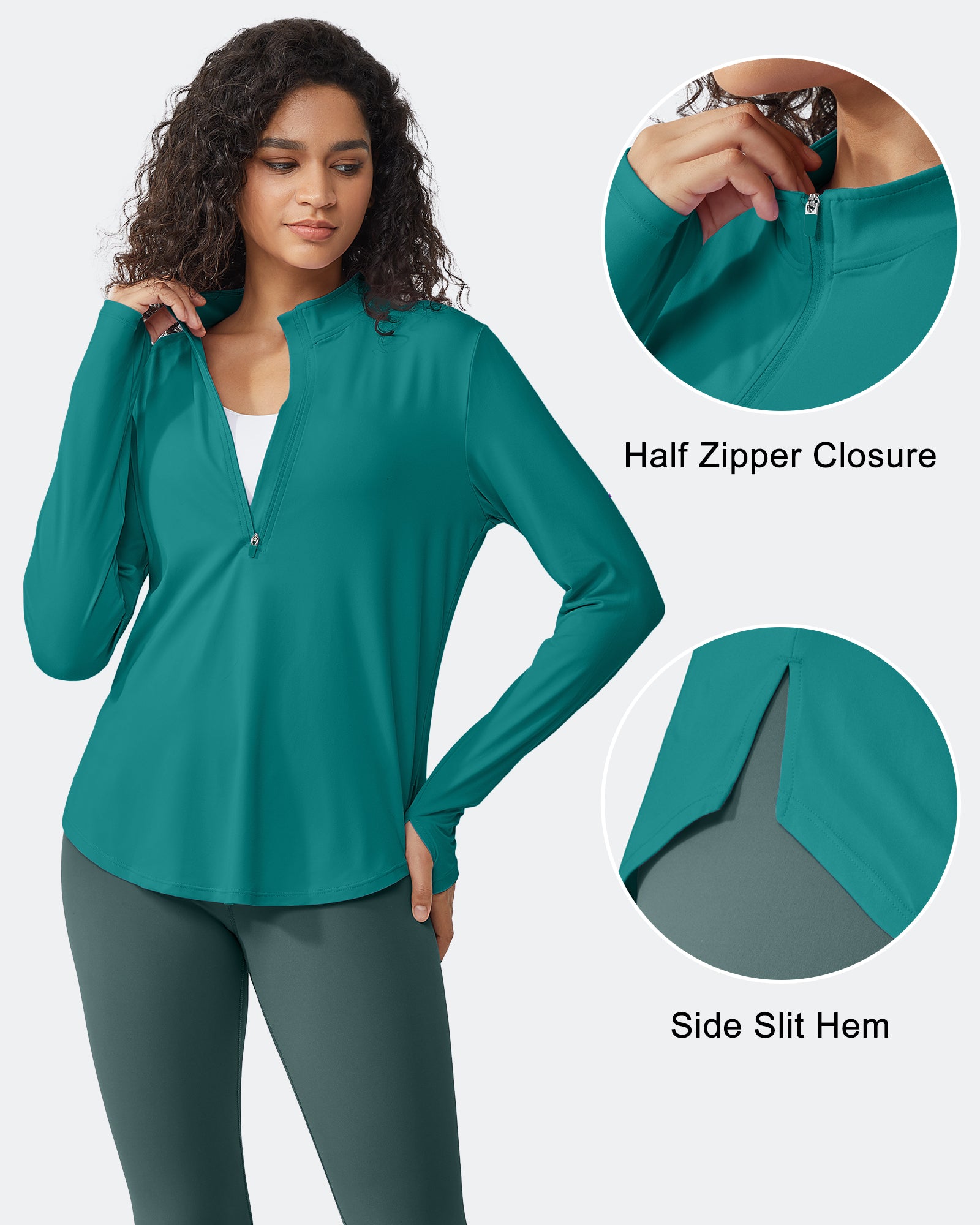 Quick Dry High Neck Sun Half Zip Workout Tops - G4Free