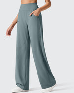 Ribbed Knit High Waist Wide Leg Yoga Pants