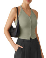G4Free Ribbed Backless Halter Crop Cami