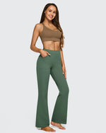 Fleece Lined High-Waist Flare Work Pants - G4Free