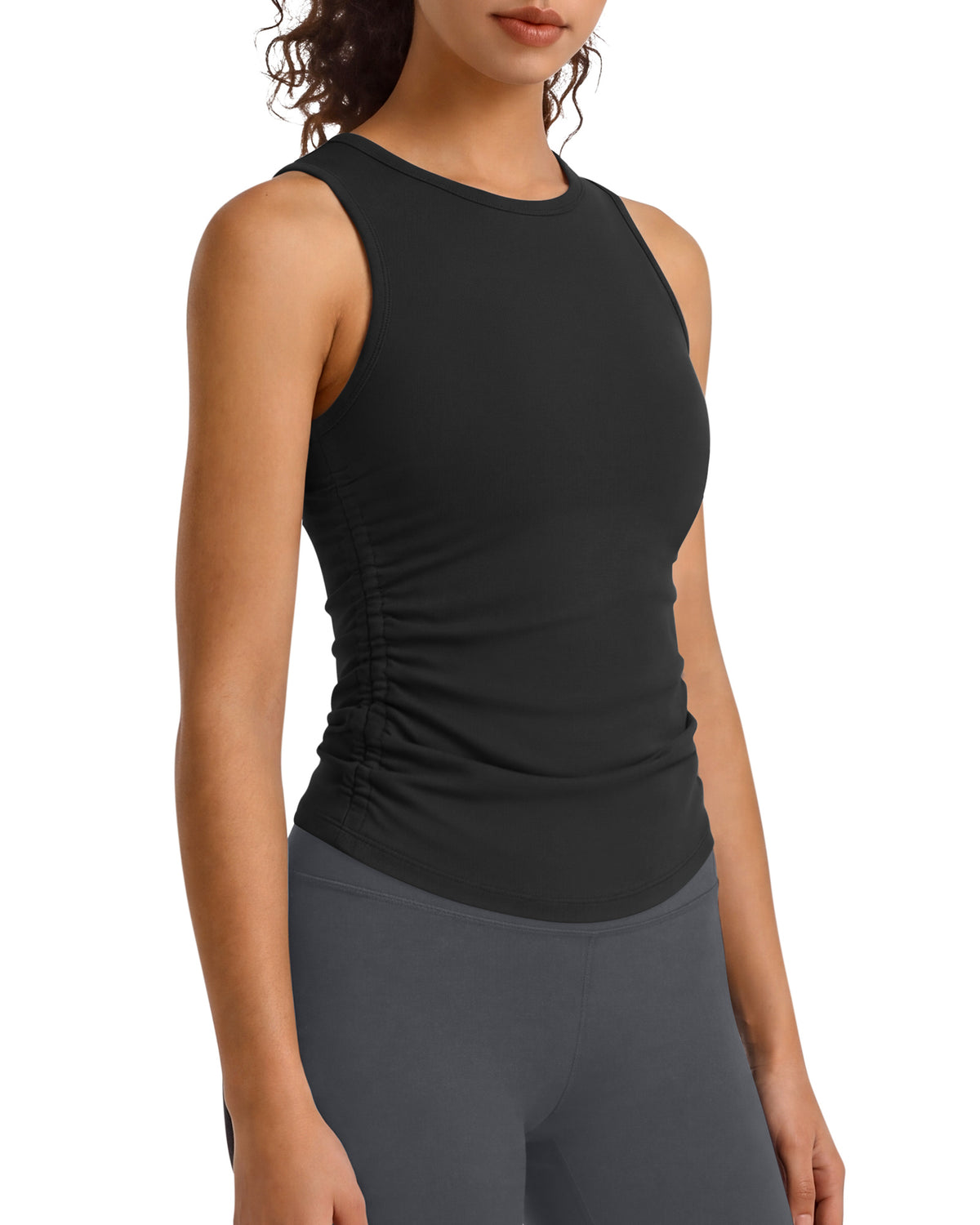 Camiseta sin mangas de yoga G4Free BareFeel con cuello alto fruncido