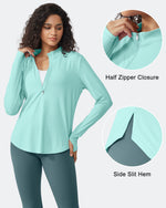 Quick Dry High Neck Sun Half Zip Workout Tops - G4Free