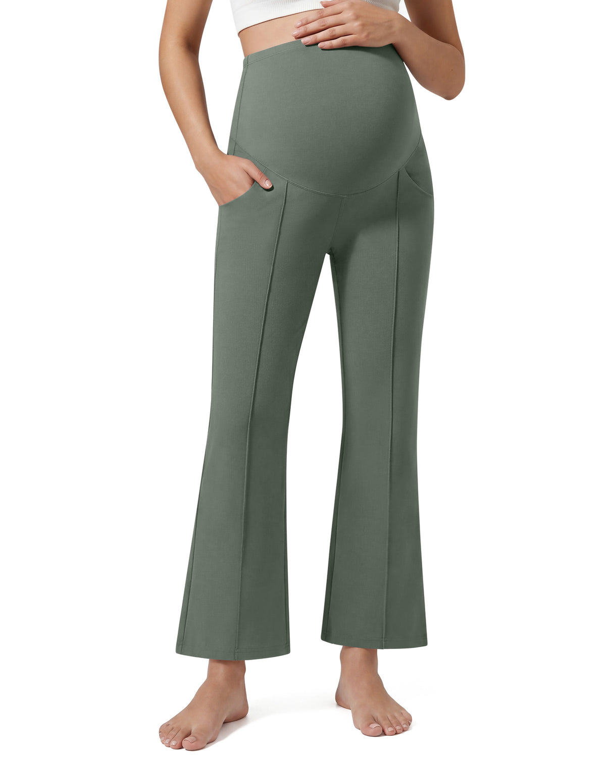 G4Free EverGoing Maternity Flare Leggings with Pockets – Over the Belly 25''