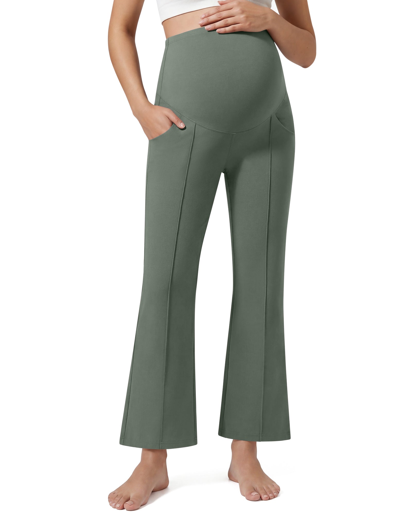 G4Free EverGoing Maternity Flare Leggings with Pockets – Over the Belly 25''