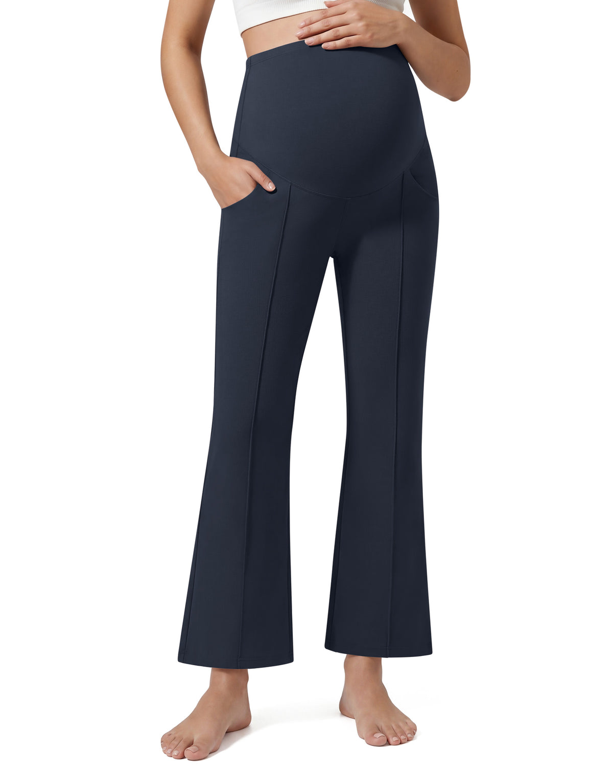 G4Free EverGoing Maternity Flare Leggings with Pockets – Over the Belly 25''