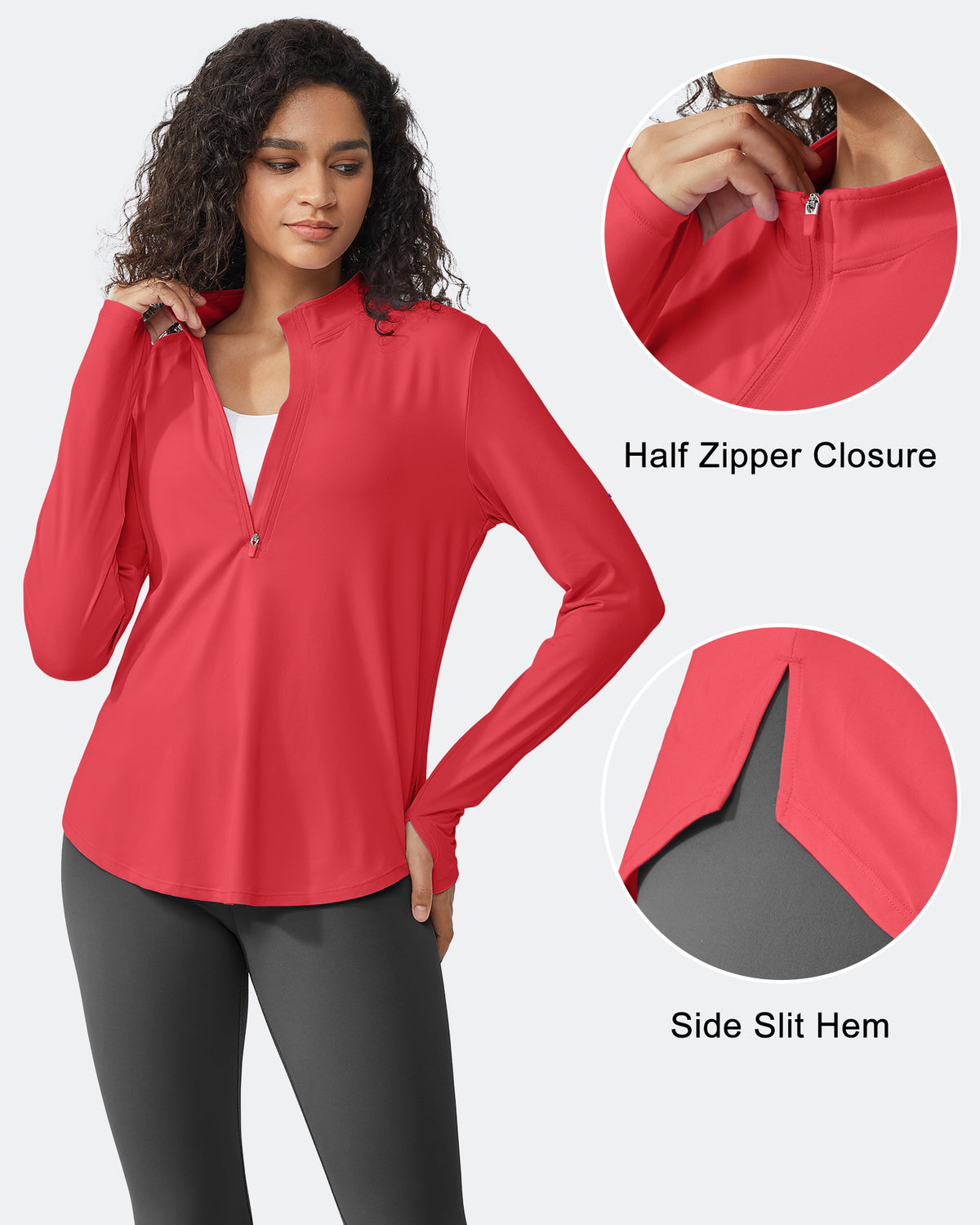 Quick Dry High Neck Sun Half Zip Tops - G4Free
