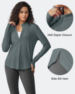 Quick Dry High Neck Sun Half Zip Tops - G4Free