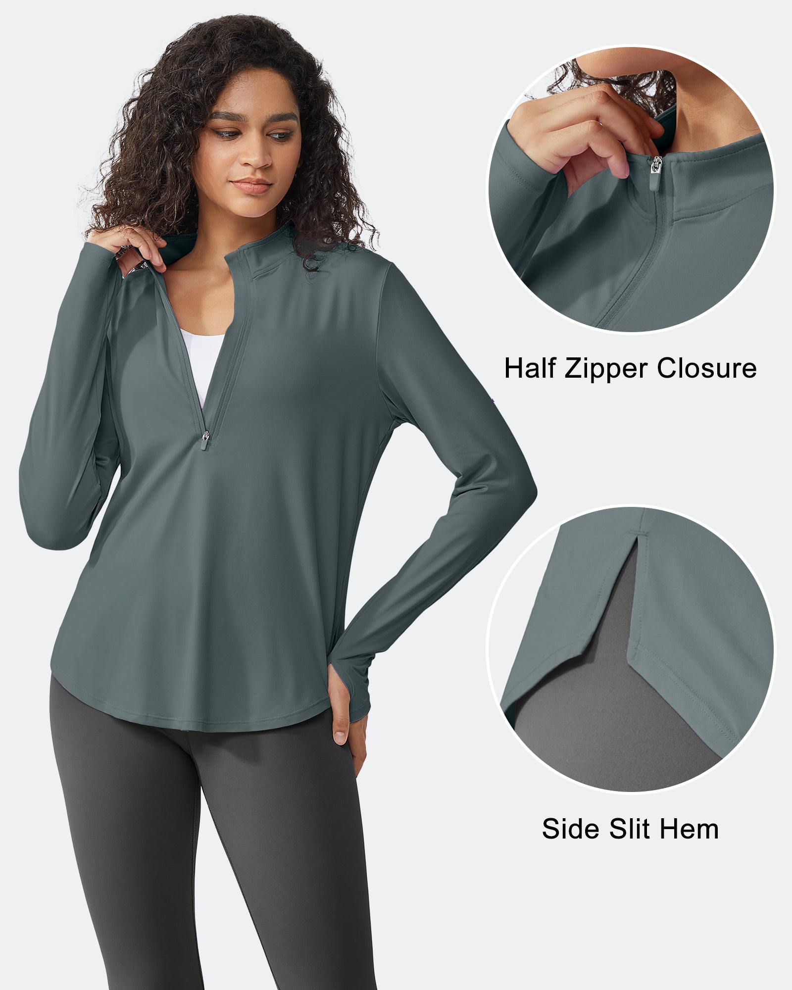 Quick Dry High Neck Sun Half Zip Tops - G4Free