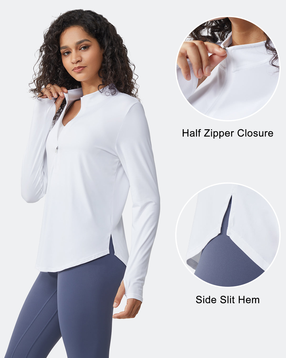 Quick Dry High Neck Sun Half Zip Workout Tops - G4Free