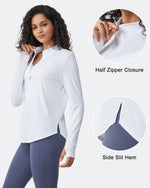 Quick Dry High Neck Sun Half Zip Workout Tops - G4Free