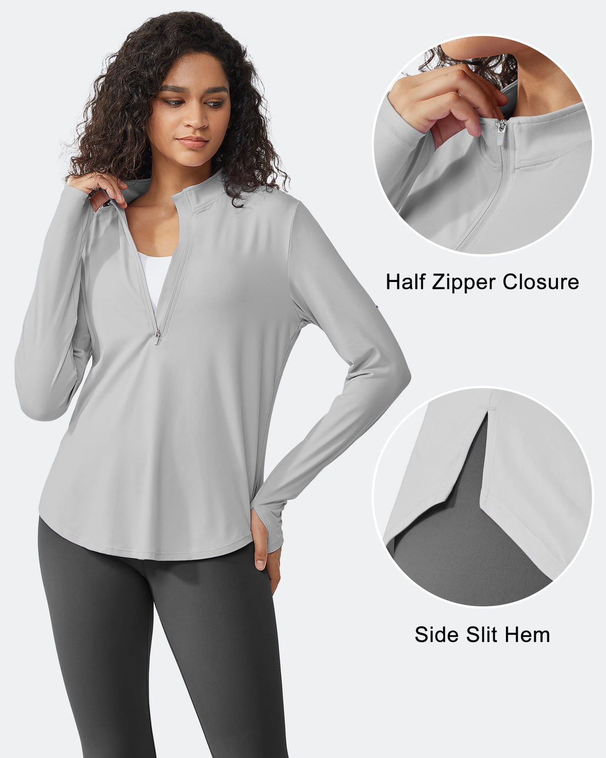 Quick Dry High Neck Sun Half Zip Workout Tops - G4Free