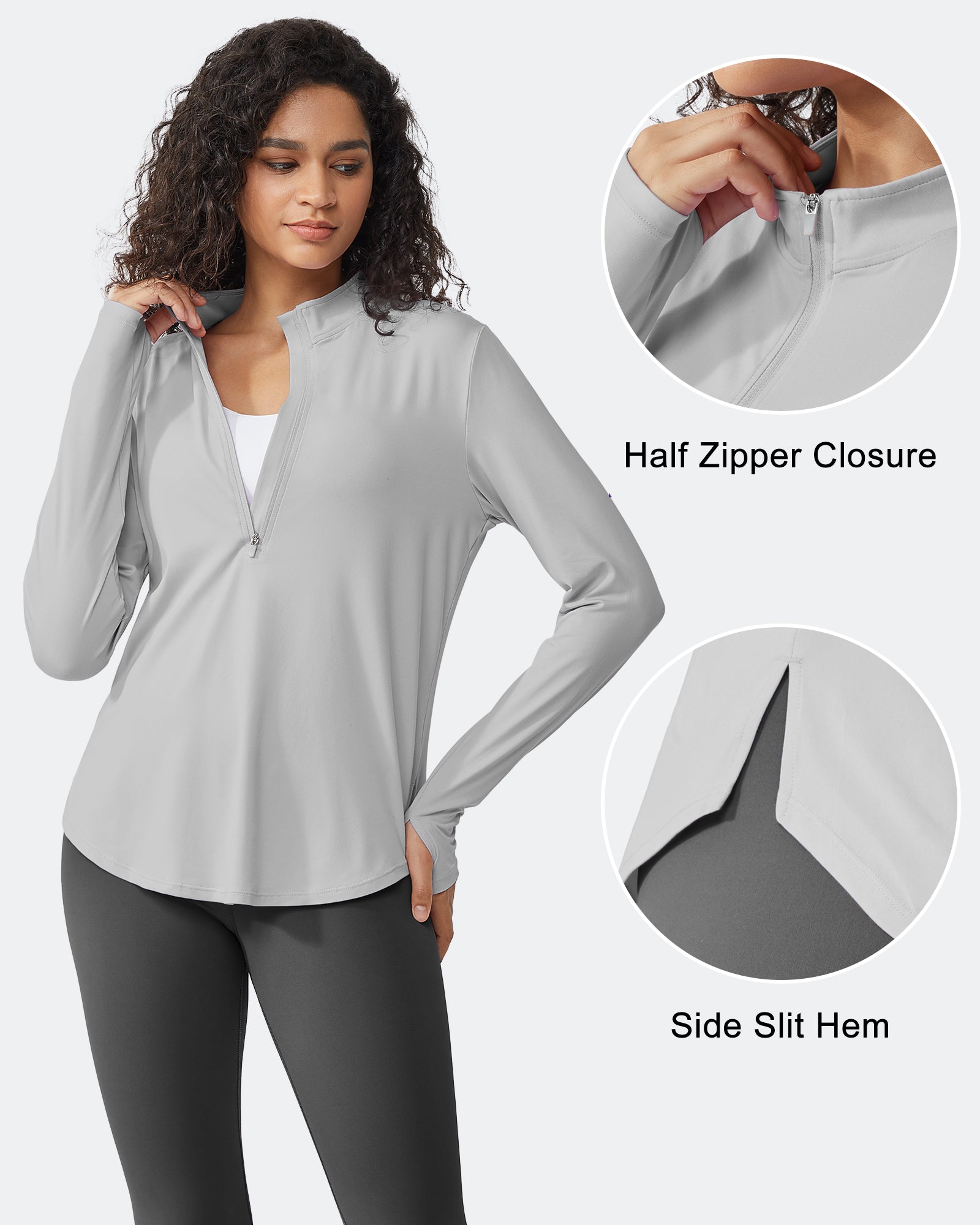 Quick Dry High Neck Sun Half Zip Workout Tops - G4Free