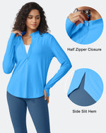 Quick Dry High Neck Sun Half Zip Workout Tops - G4Free
