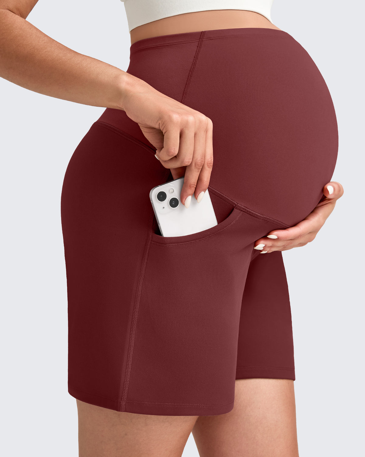 Over The Belly Pregnancy Athletic Shorts 6'' - G4Free