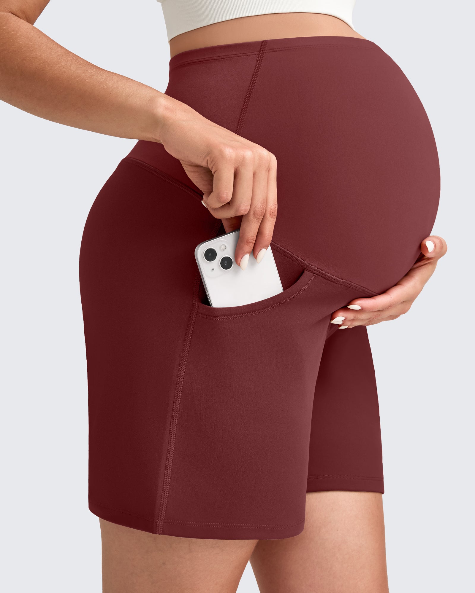 Over The Belly Pregnancy Athletic Shorts 6'' - G4Free