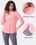 Quick Dry High Neck Sun Half Zip Workout Tops - G4Free